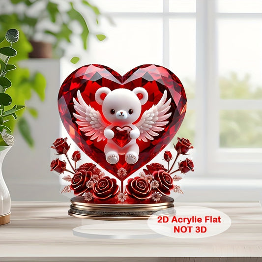 Charming Crystal Bear with Heart – Valentine's Day Desk Decor