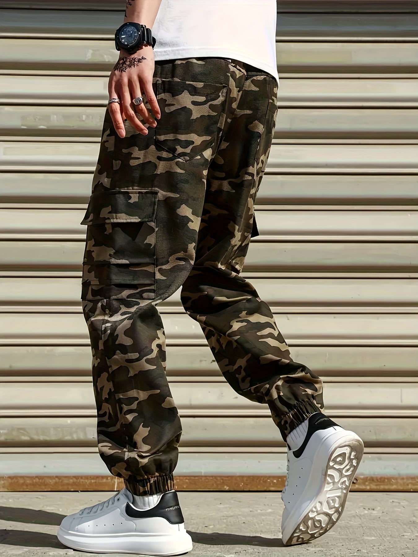 Men’s Camouflage Cargo Pants – Casual, Regular Fit with Drawstring & Pockets