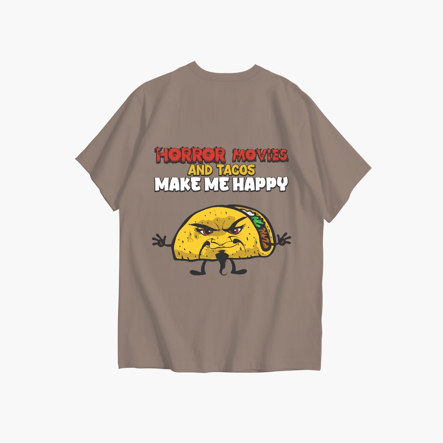 Custom front print - Evil Taco - Horror movies and taco make me happy Unisex Ultra Cotton Tee - Merencalle