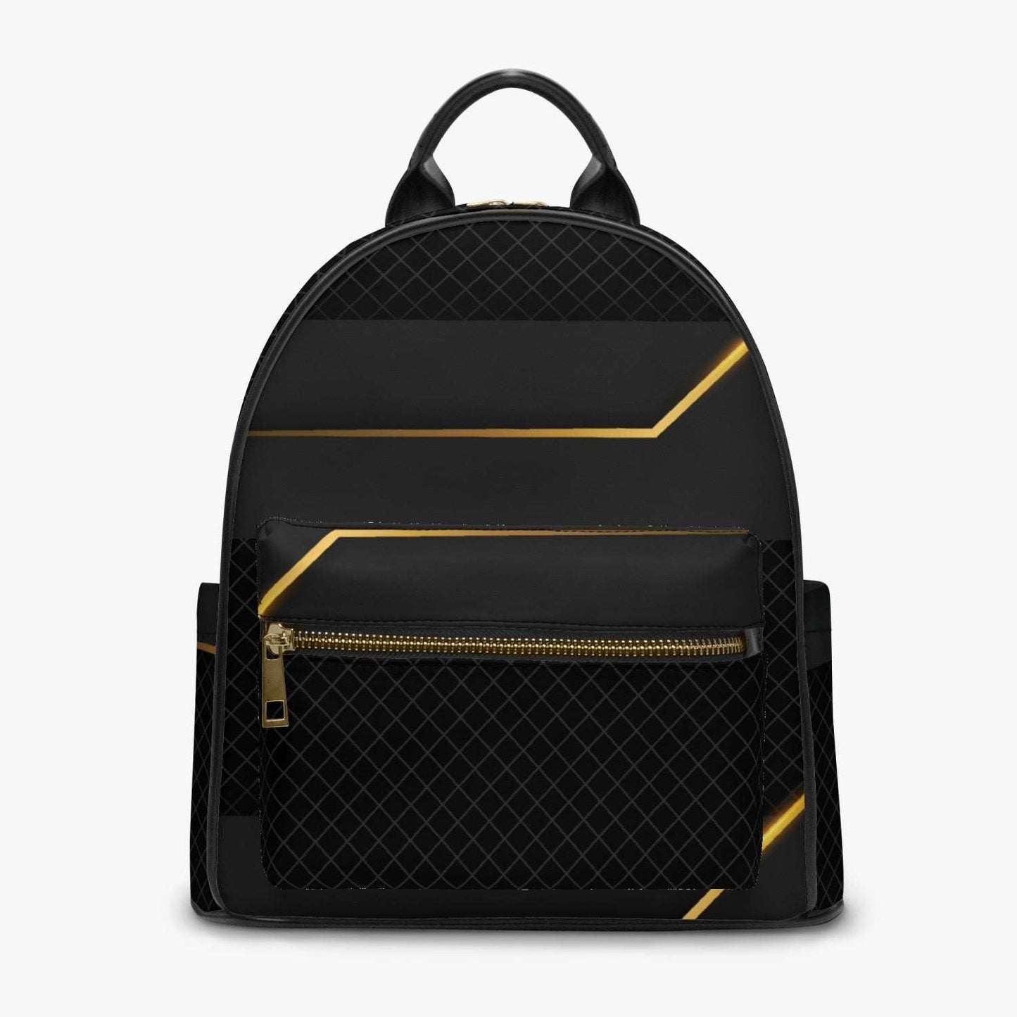 Black and gold stripes All Over Printed PU Backpack - Merencalle