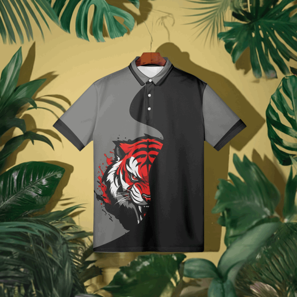 Office Shirt TIGER Handmade AOP Men Polo Shirt - Merencalle